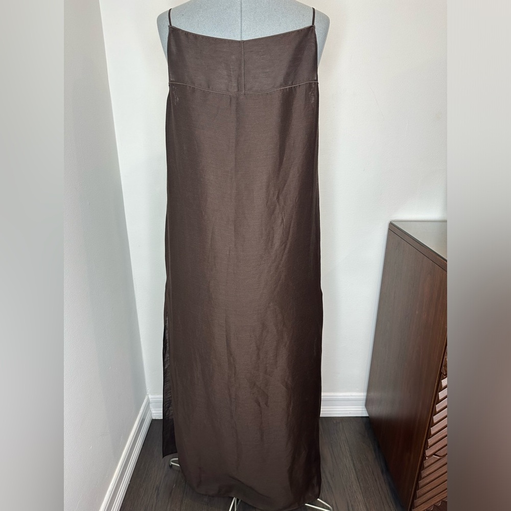 Massimo Dutti Brown Slip Midi Dress - Picture 6 of 14